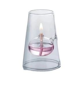 Custom Hand Made Borosilicate clear Glass Oil Lamps with Wicks Decorative Glass Oil Candle Light