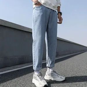 New Loose Men Jeans Male Trousers Simple Design High Quality Cozy All-match Students Daily Casual Straight Denim Pants
