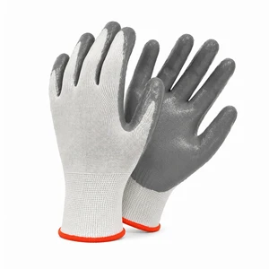 Breathable Sandy Nitrile Finish Palm Coated High Dexterity Flexible Automotive Maintenance Mechanical Work Safety Gloves CE