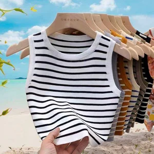 Summer Women's Regular Sports Striped Slim Knit Casual Women's Vest