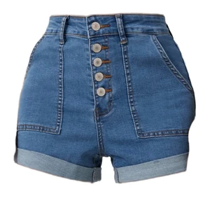 New Casual High Plain Jeans Shorts for Women Polyester/Cotton Custom Summer Premium Stylish Washed Denim Shorts Quick Dry Pearls