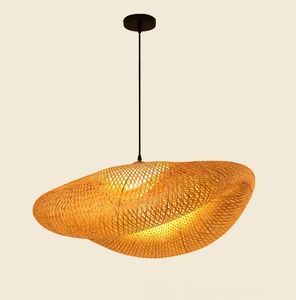 Wholesale Modern Handwoven Bamboo Rattan Chandelier Wabi-sabi Chinese Natural Bamboo Pendant Light For Kitchen Island Bedroom
