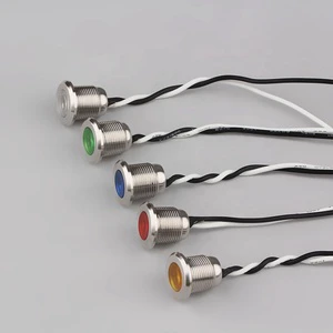 12mm 12V LED Indicator Lamp Stainless Steel or Chrome Equipment Lights