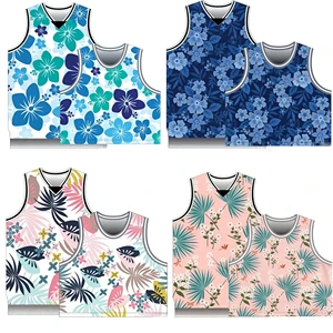 Pure Custom Tropical Basketball Cropped Jersey Tank Top Wholesale Vest 100% Polyester Hawaii Design Basketball Singlet For Sport