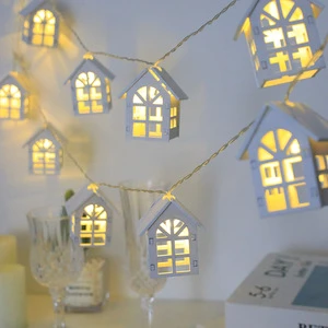 1.5M 10LED Battery White Wooden House Christmas Holiday LED Lights for Wedding Party Home Garden Camping Decoration