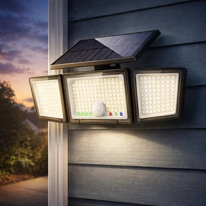 3 Lighting Modes Solar Outdoor Lights Motion Sensor 3500LM 286 LED Security Flood Lights with Visual Battery & Mode Display