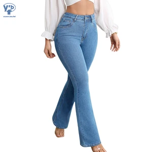 YUANBOFEI High Quality Jeans Vintage Women's Skinny Flare Jeans Leg Lengthening Denim Slim Bell Bottom Pants for Daily