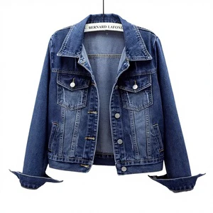 Vintage Spring Autumn Denim Jacket Women's Short Slim-fit Quick Dry Simple All-match Washed Cardigan Single-breasted