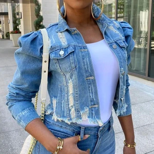 Ready Ship 2025 Women's Fashion Casual Reversible Quilted Jean JacketCrop Ripped Design for Club Outings