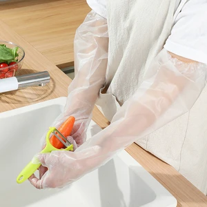 Disposable Waterproof Long CPE Gloves Thickened Arm Protection For Aquatic Work Kitchen Washing Dishes Housework
