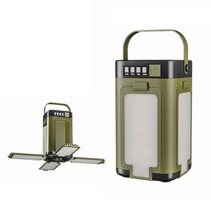 Multi-Functional Solar Camping Lantern - 4 Panel LED Tent Light with USB Charger & Power Bank for Outdoor Hiking