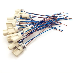 CE VDE Certified Beige G9 Ceramic Lamp Socket Bulb Holder AC 220V 2A with 11mm Bracket and Cable for Home Decoration