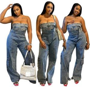 Ghh9850-2025 Women's High Waisted Skinny Fit Denim Jumpsuit Sexy Overalls for Spring and Summer Workwear