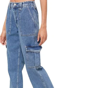 Customized Selling Straight Tube Comfortable Cotton Women's Denim Pants Suit for Women