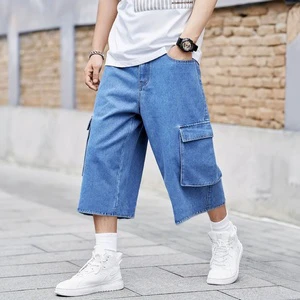 Men's Casual Multi-pocket Denim Shorts Fashion Loose Cargo Jean Shorts for Men