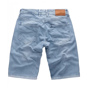 Exoro Men's Mid Waist Denim Shorts Frayed Hem Summer Vintage Formal Light Blue Cotton Straight Leg Medium Wash Quick Dry
