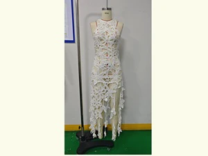 Sexy See Through Mesh Long Crochet Swimsuit Bikini Beach Cover up Dress for Women Swimwear