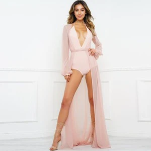 2024 Sexy Women Chiffon Bikini Beach Cover up Dress Tunic Long Pareos Bikinis Cover Ups Swim Cover up Robe Plage Beachwear