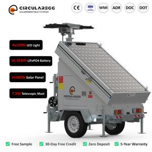 Solar LED Street Light Tower 1500W Solar Panels 7.5m Telescopic Mast IP65 Rated ADR Certified for Water Conservancy Management