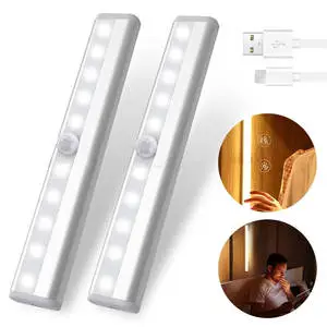Bedroom USB Rechargeable Magnetic Wall Lamp Motion Sensor Under Led Closet Lights Touch Sensor 10 Led Cabinet Lights