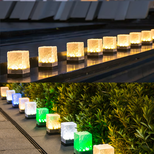 RGB Landscape Solar Lawn Garden Lights Decorative Brick Ice 8led Solar Paving Brick Light Square Solar Led Deck Lights Ground