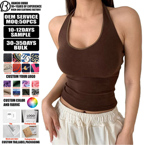Custom Summer Women's Halter Top Velvet Sports Women's Short Women's Fitness Halter Sleeveless Vest