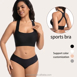 Factory Customized Women's Underwire-free Square Neck Bra Seamless Full Cup Bralette Thin Criss-cross Back Sports Yoga Bra