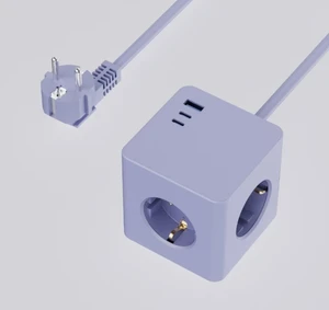 Multi Usb Cube Socket Portable Travel 16A Socket Power Socket Power Strip EU 3 AC OUTLETS With 1 USB A 2 Type C PD20W