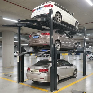 Smart Automatic Steel Parking Lift Equipment Triple Stacker Car Parking System With Cylinder Drive Mode