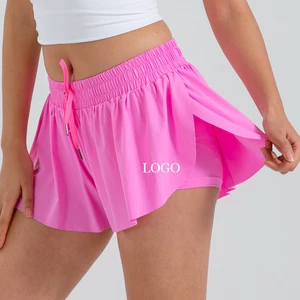 2 In 1 Tennis Shirt Drawstring Cool Feeling Squat Proof Girl Kids Flowy Shorts Butterfly Shorts Running Shorts Women