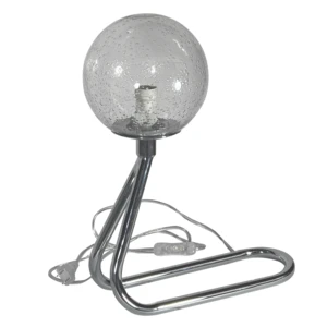 Chrome Finish E12/E14 Socket Spherical Bubble Glass Table Lamp for Bedroom & Living Room Decor