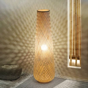 Handmade Bamboo Woven Indoor Floor Lamps for Living Room and Bedroom Lighting
