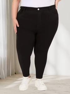 Plus Size Women's Plus Size Black Skinny Jeans Comfort Stretch Denim High Waist Casual Everyday Wear