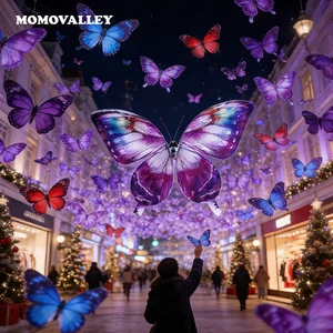 Momovalley Indoor Handcrafted Flapping Wing with LED Flying Butterfly Drone for Weddings Stage Show Event Decoration Ceremony