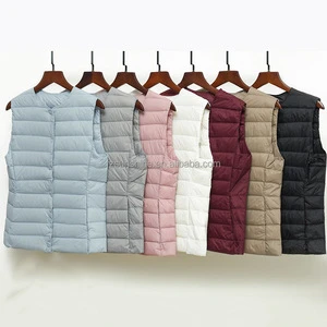 Plus Size Quilted Women's Vests Waistcoats Lightweight Foldable Feather Down Padding Women's Vest Waistcoat Sleeveless