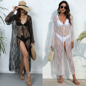 Wholesale Bikini Cover up Solid Color Beach Lace Cover Ups Women's Swimsuit Dress Cover Ups