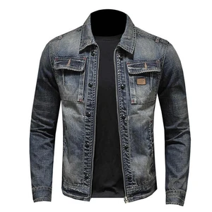 Casual Mens Winter Denim Jacket Rugged Style Blue Jean Outerwear Button Closure Fashion Streetwear Quick-Dry Eco-Friendly High
