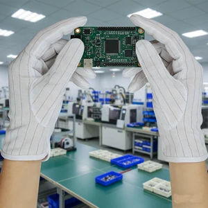 Lint Free Conductive Stripe Gloves ESD Anti-static Polyester Glove Safety Work Gloves for Cleanroom