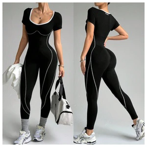 OEM/ODM Women's Sports Bodysuit Sweat-Wicking Quick Dry Breathable Lightweight Crew Neck Jumpsuit Women Gym Seamless Jumpsuit