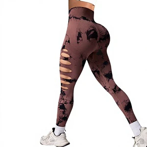 European American Peach-butt Yoga Pants Color-blocking Long High-waisted Tummy-control Butt-lifting Seamless Elastic Waist