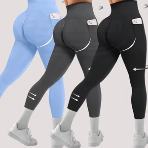 Custom LOGO Women Scrunch Booty Yoga Shorts Gym Fitness Sport Wear Clothes Seamless Workout Running Elastic Waist Plaid High