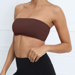 Wholesale Custom Logo Women Fitness Bra Intimate Strapless Bustier Breathable Wrapped Fitness Tops Sports Underwear Yoga Bra