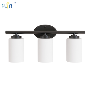 Industrial Matte Black 3-Light Bathroom Vanity Light Over Mirror Wall Sconce With Frosted Glass Shade Modern Decorative Lighting