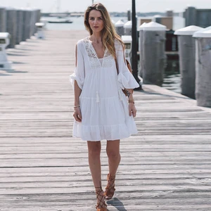 Large Size Beachwear European and American Chain Link Flower Loose Sunscreen Women Beach Cover up