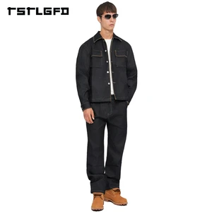 Design Manufacture Outfits Embroidered Contrast Denim Jacket Set Boxy Cowboy Cotton Denim Jeans Jacket Set for Men