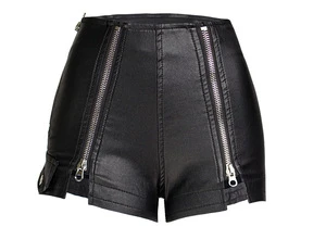 TongRui Plus Size Black Pu Leather Shorts for Women