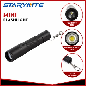 Factory Price Mini Aluminum LED Flashlight Zoomable Battery Portable Pocket Keychain Flashlight Torch Light For Outdoor Tactical