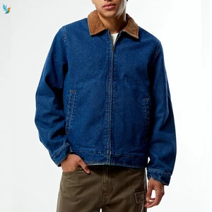 Custom Turn-Down Collar Men's Vintage Washed Casual Streetwear Oversized Cotton Blue Denim Men's Jacket
