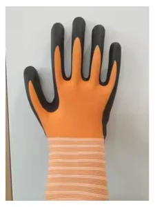 Orange 15G Nylon Spandex Foam Nitrile Coated Work Gloves High Visibility Safety Gloves
