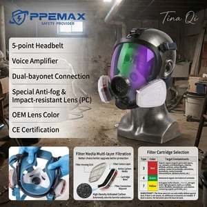 Ready Shipping Dual-bayonet Colorful PC Lens Gas Respirators Heavy Duty Chemical Particle Protection Air Filter Mask